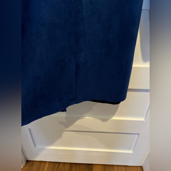 Solitaire Faux Suede Long Open Coat Women’s Sz M Jewel Blue - Picture 3 of 4